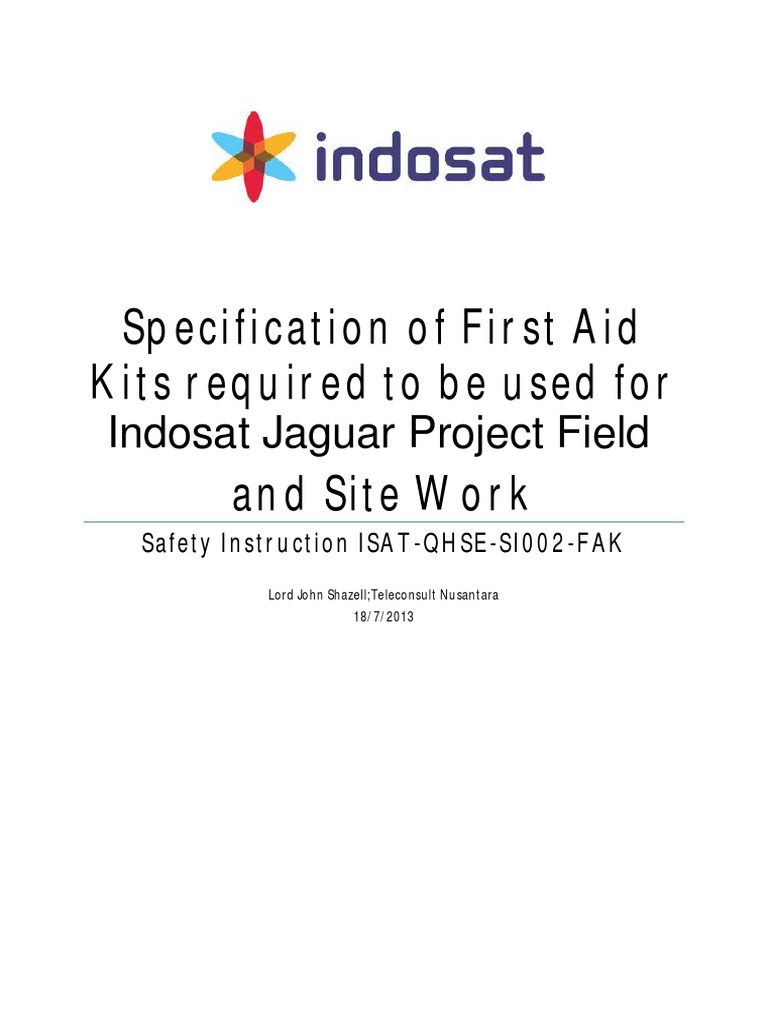 First Aid Kit Specifications for Indosat | PDF | Specification ...