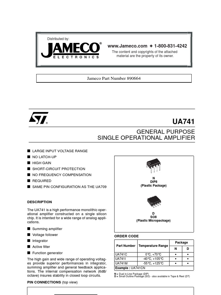 STMicroelectronics-UA741CN-datasheet | Operational Amplifier | Amplifier