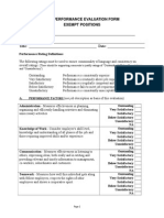Name: Evaluation Period: Title: Date:: Job Performance Evaluation Form Exempt Positions