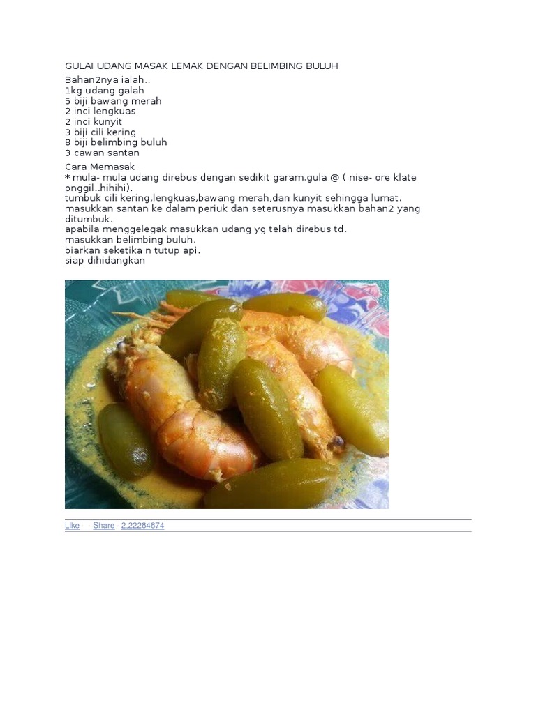 Gulai Udang Masak Lemak Dengan Belimbing Buluh Pdf
