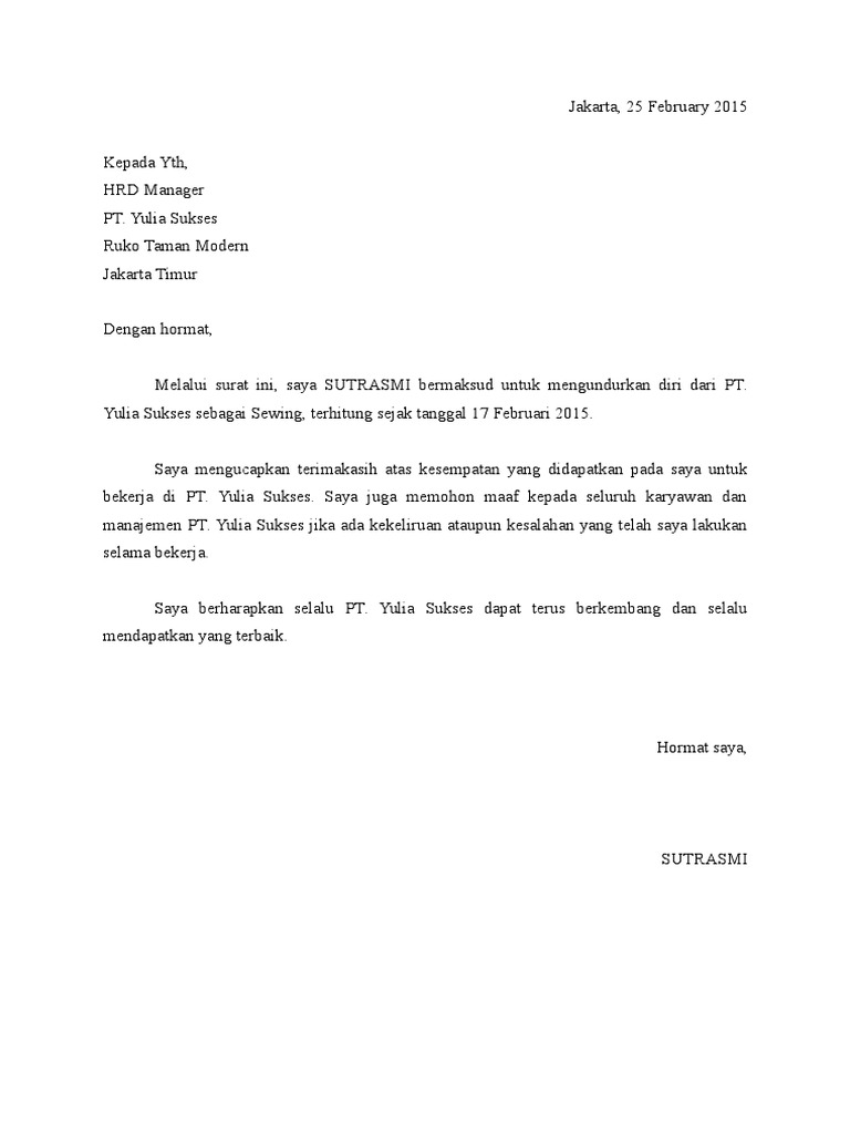 Cara2 Tulis Surat Resign