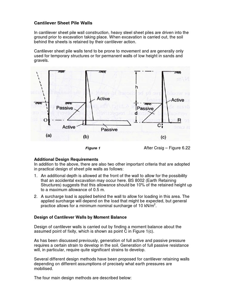Cantilever Sheet Pile Wall Design Guide | PDF | Deep Foundation | Soil