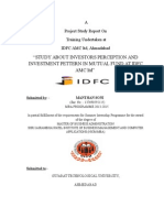 Study About Investors Perception and Investment Pettern in Mutual Fund at Idfc AMC LTD