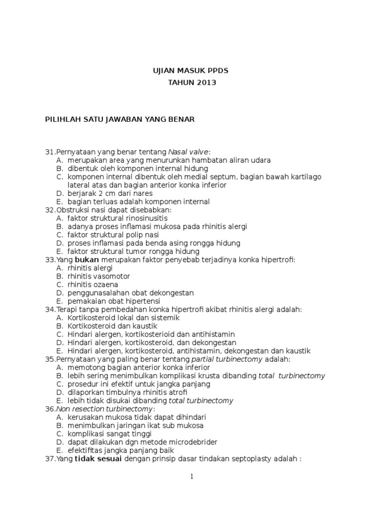 Soal Ujian Masuk Ppds 2014 Tanpa Jawaban