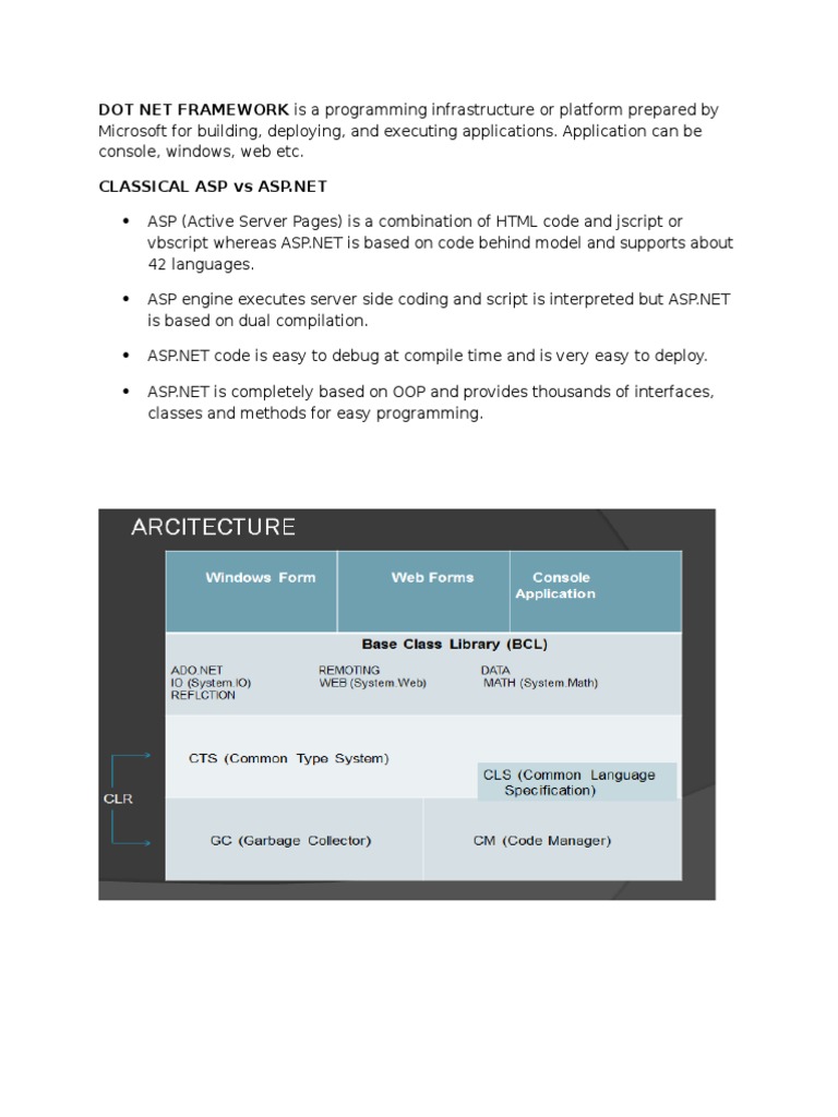 Dot Net Platform Fundamentals | PDF | Active Server Pages | System Software