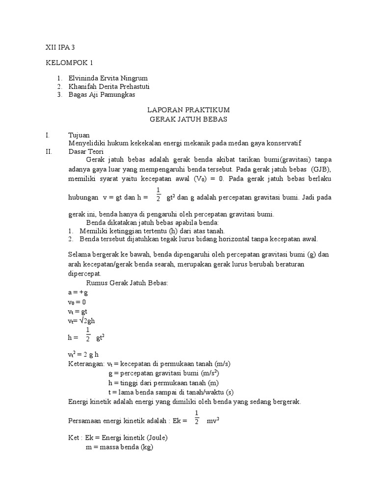 Laporan Gerak Jatuh Bebas