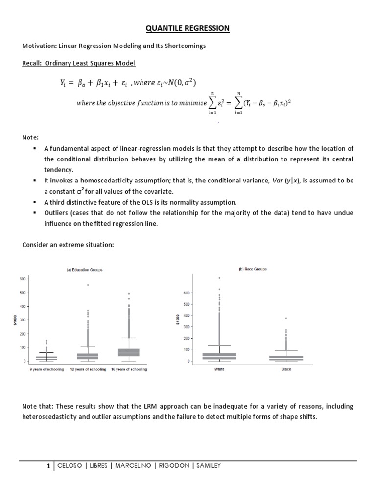 Quantile Regression (Final) PDF PDF Ordinary Least Squares