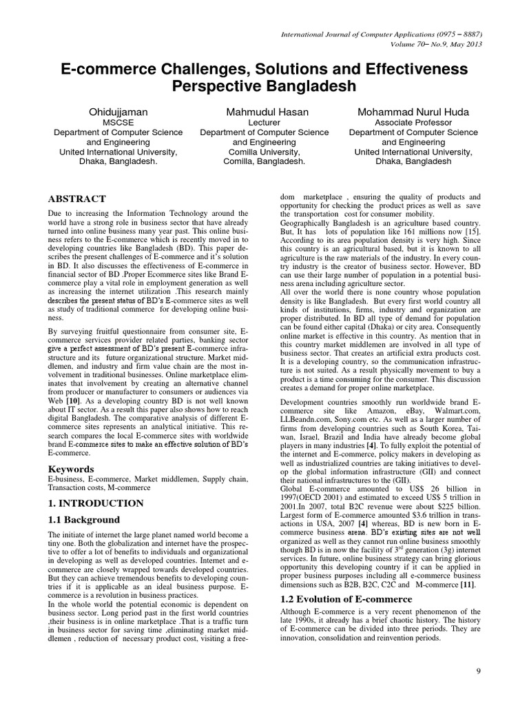 E-commerce Challenges and Solutions in BD | PDF | E Commerce | Retail