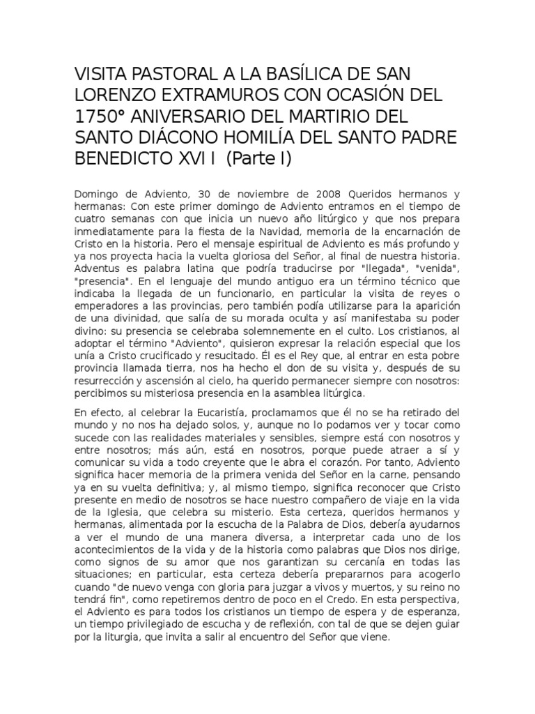 Homilia de Benedicto XVI Adviento Cristo (título)