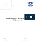 Rolul Managerilor În Activitatea Unei Entităţi Economice