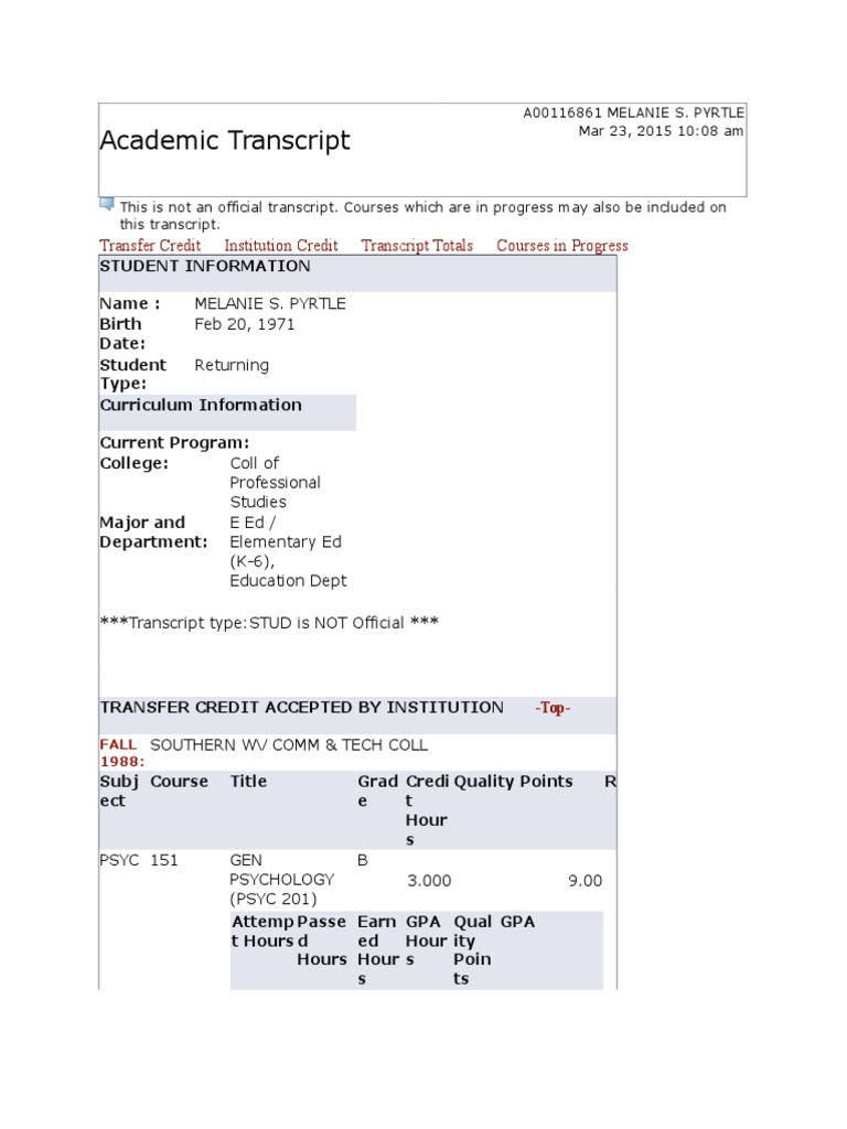 Academic Transcript | PDF | Pedagogy | Academia