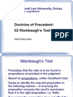 Doctrine of Precedent: 02 Wambaugh's Test: National Law University, Orissa
