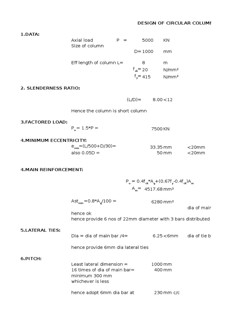 Design of Circularcolumn | PDF