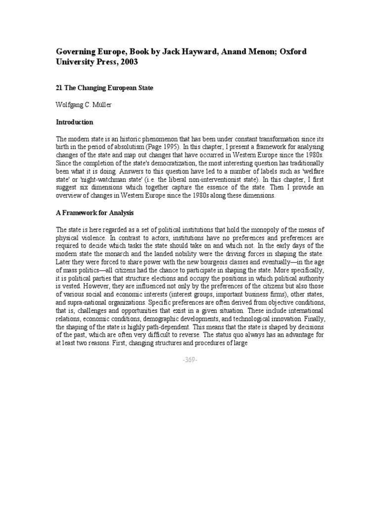 Governing Europe, Book by Jack Hayward, Anand Menon Oxford University