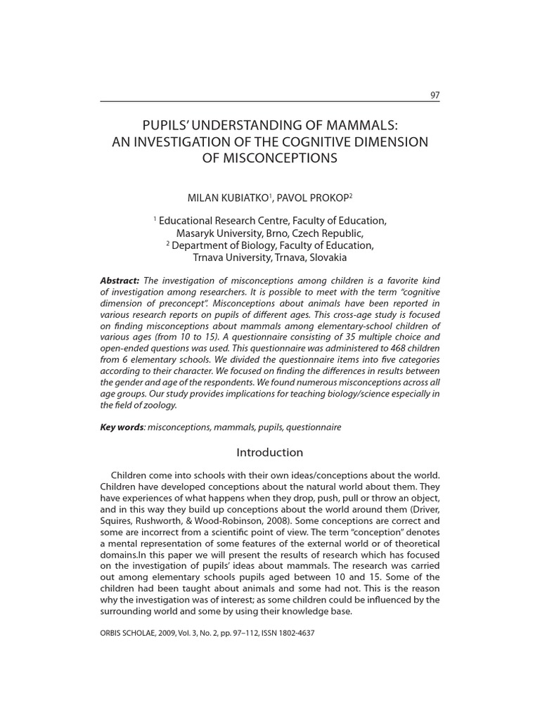 Misconceptions Animals PDF | PDF | Questionnaire | Curriculum