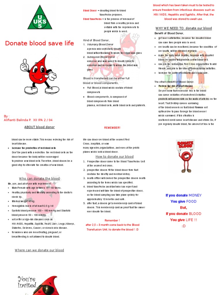 Pamflet Donor Darah Blood Donation Blood