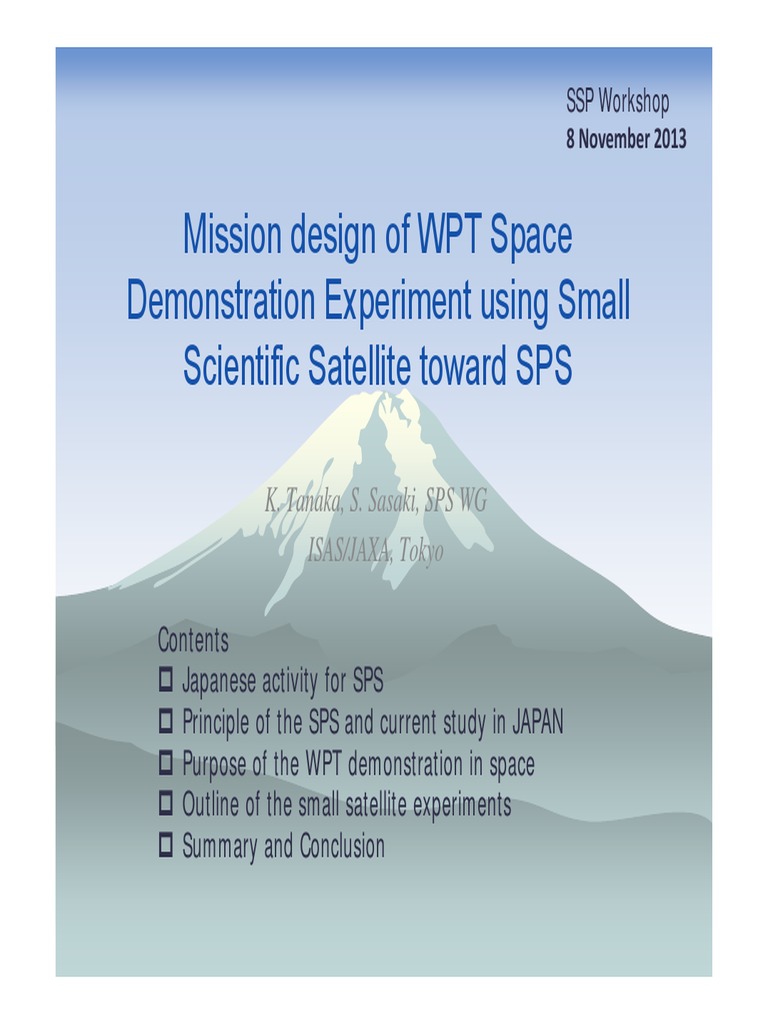 Japan Solar Power Satellite - Wireless Power Using Microwaves | PDF ...