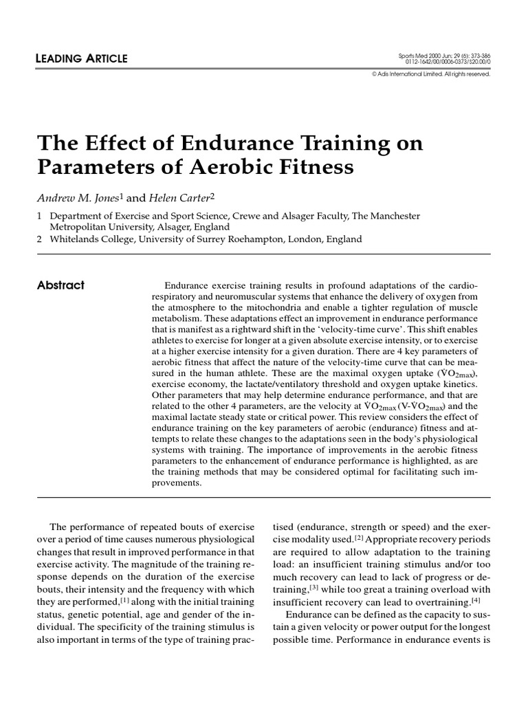Effect of Endurance Trainingg On Parameters of Aerobic Fitness | PDF ...