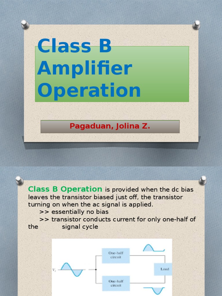 Class B Amplifier Basics | PDF