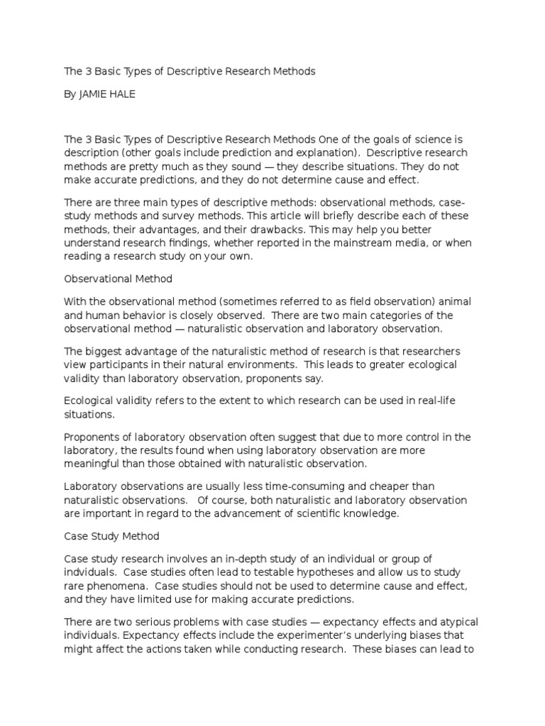 The 3 Basic Types of Descriptive Research Methods | Survey Methodology