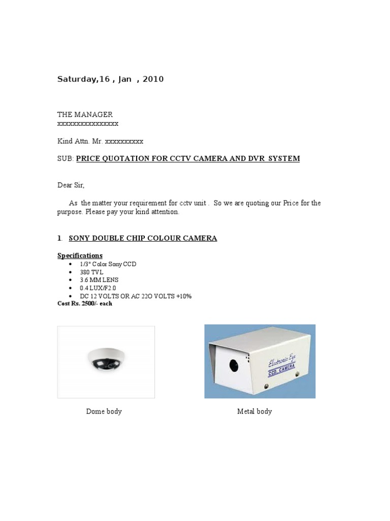 CCTV Camera and DVR Price Quotation | PDF | Hard Disk Drive | Equipment