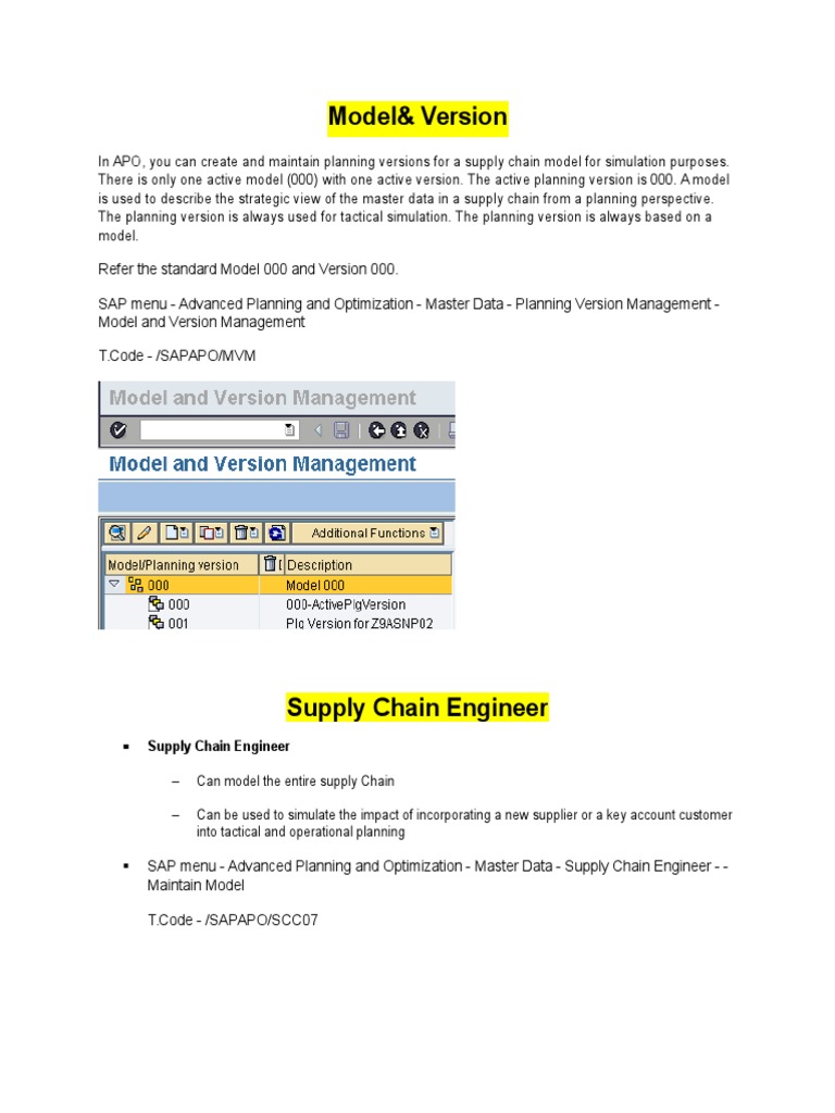 SAP APO Planning Version Management Guide | PDF | Supply Chain | Subroutine