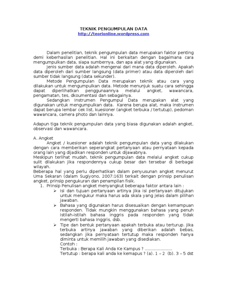 Teknik Pengumpulan Data