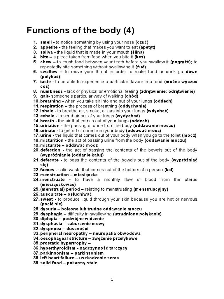 Functions of the body pdf