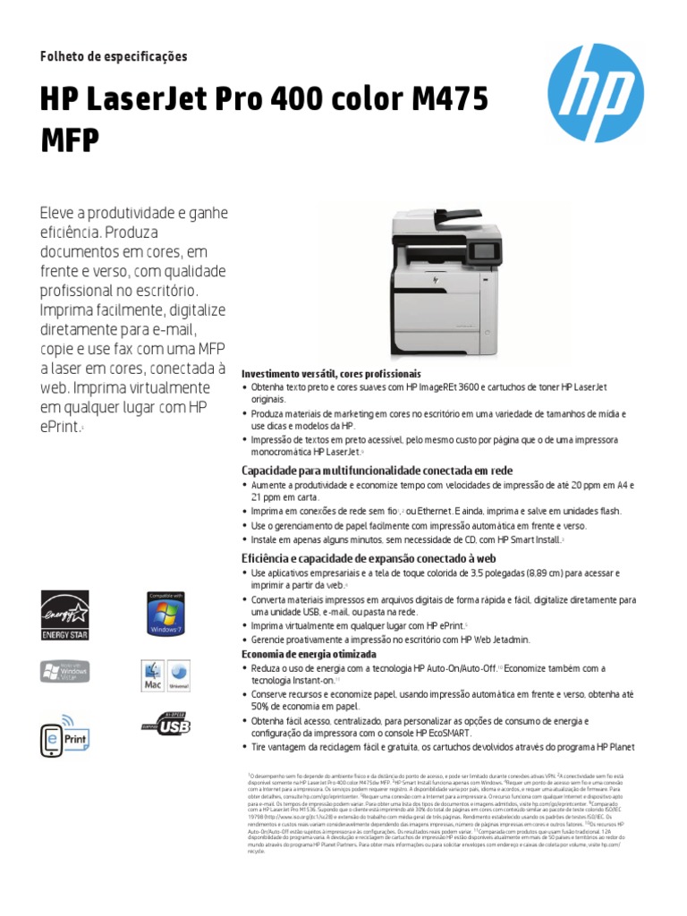 HP LaserJet Pro 400 color M475 MFP Hewlett Packard Impressora