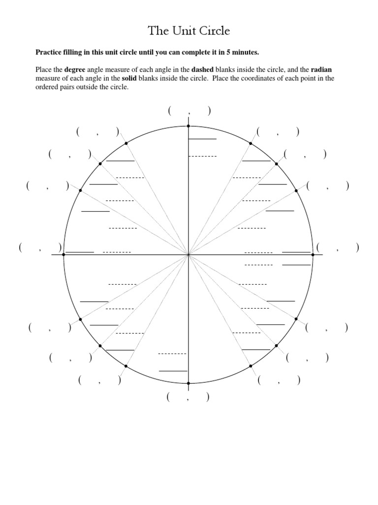 Unit Circle Practice Worksheet | PDF