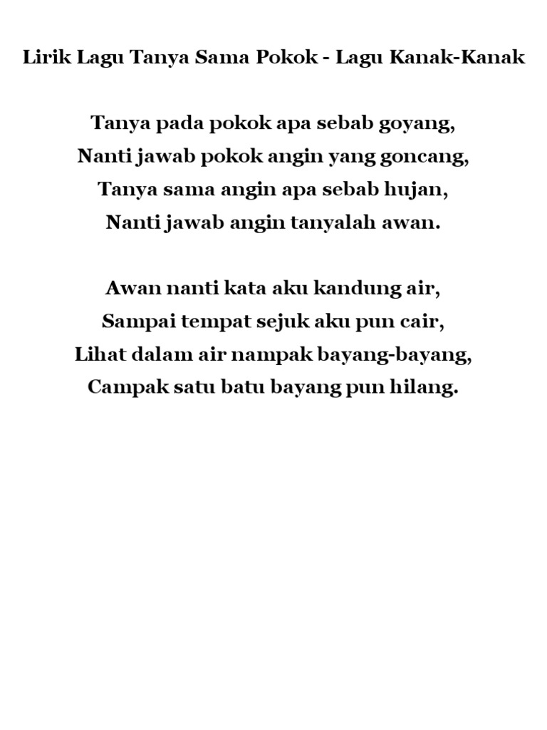 Lirik Lagu Tanya Sama Pokok Pdf