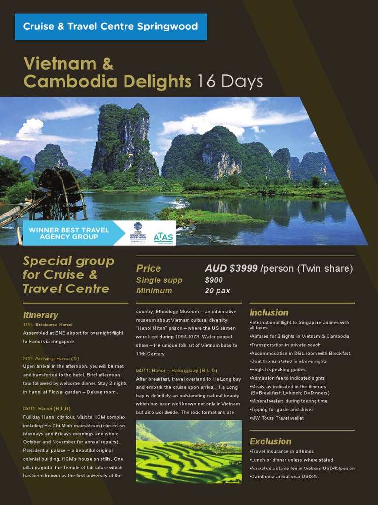 Vietnam Group Tour 2015 - 2016 | PDF | Angkor | Cambodia