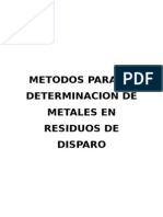 Metodos Para La Determinacion de Metales en Residuos de Disparo