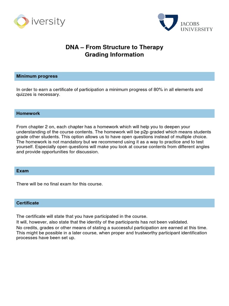 DNA Course: Grading & Certificate Info | PDF | Career & Growth