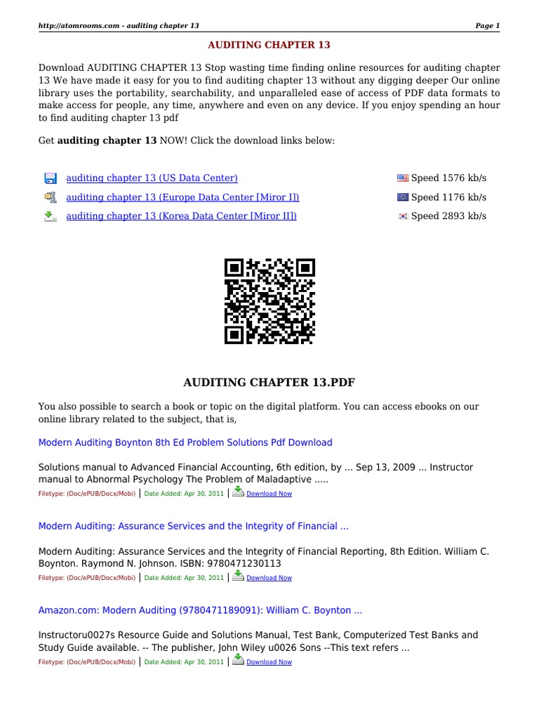 Auditing Chapter 13 Overview | PDF | Computing | Computing And ...