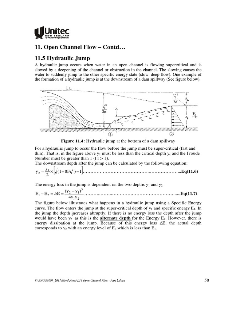 Hydraulic Jump in Open Channel Flow | PDF | Hydraulic Engineering | Liquids