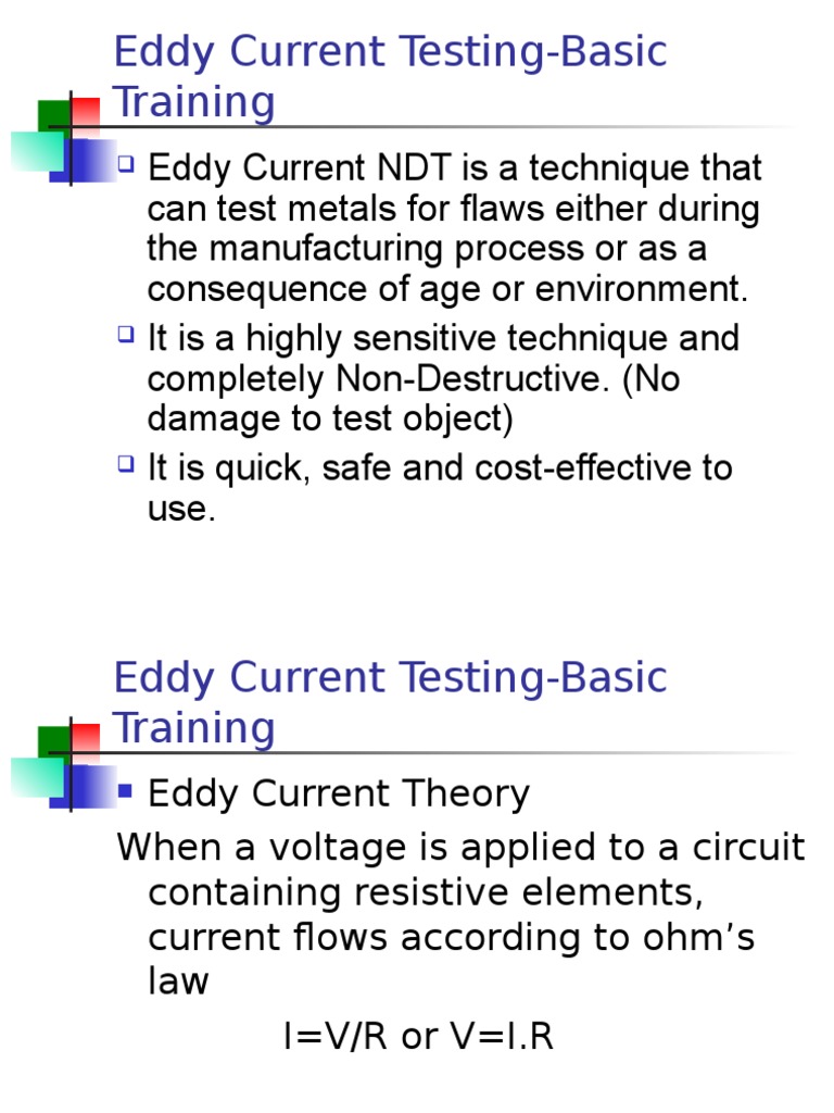 Eddy Current Testing Basic Principle Inductor Electrical