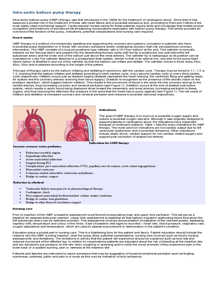 Intra Aortic Balloon Pump | PDF | Coronary Circulation | Ventricle (Heart)