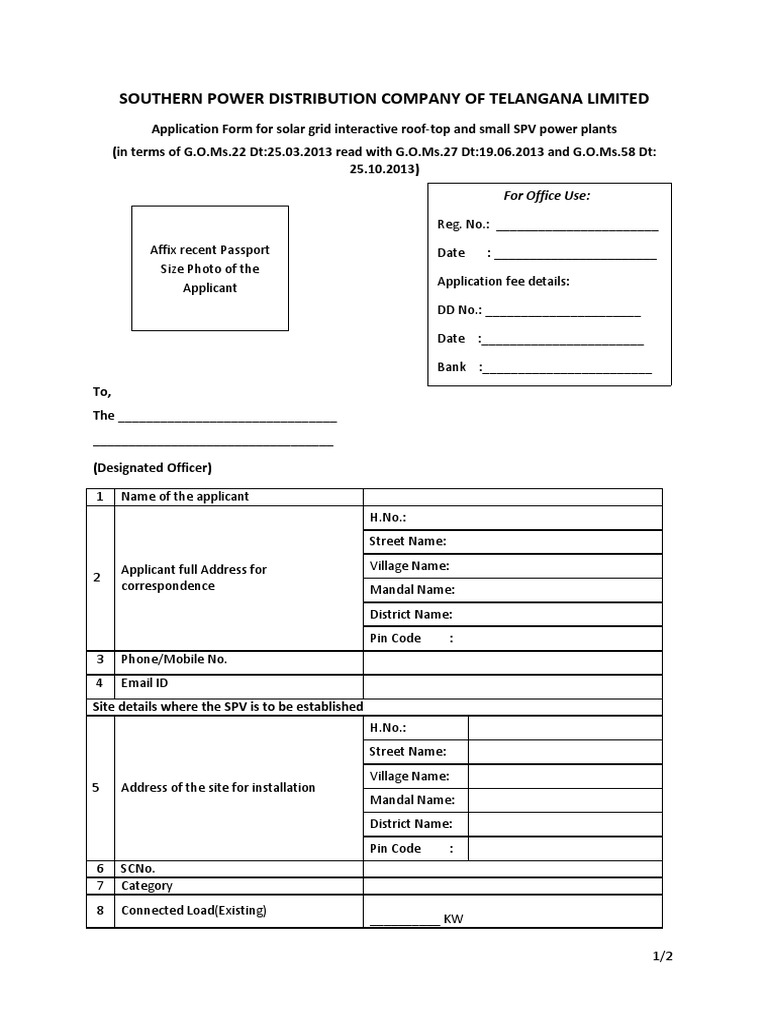 Southern Power Distribution Company of Telangana Limited: For Office ...