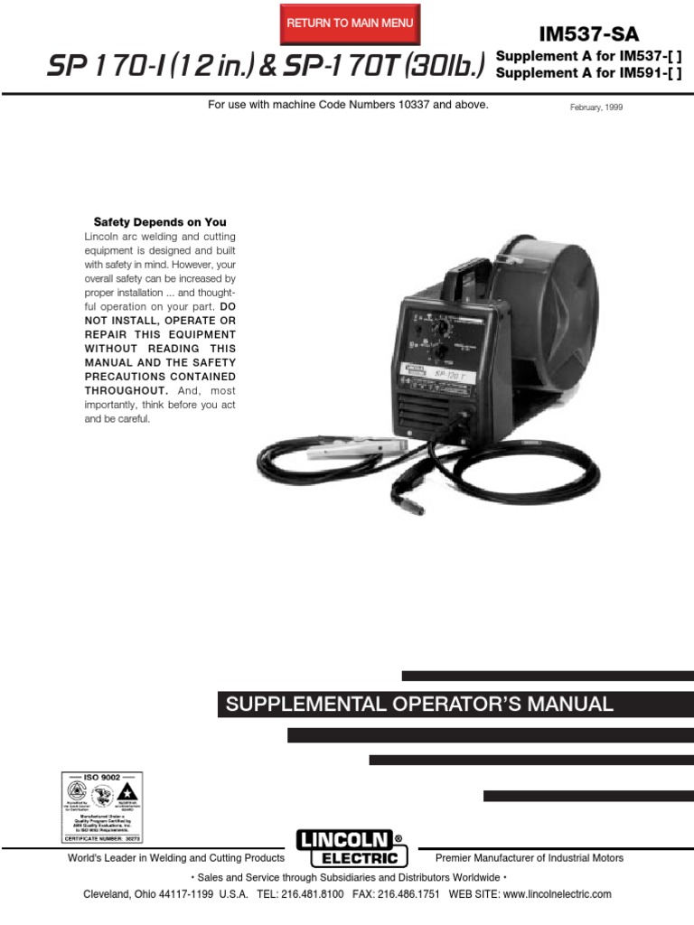 Lincoln Electric Sp 170i Wire Welding