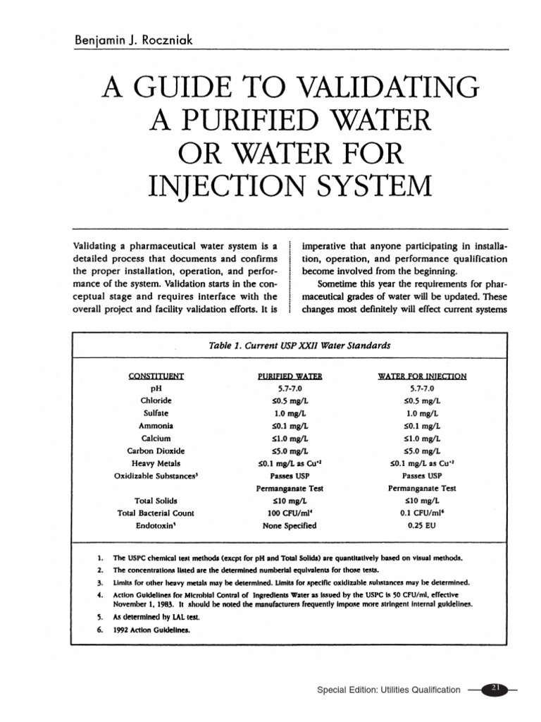 A Guide to Validating Purified Water Verification And Validation