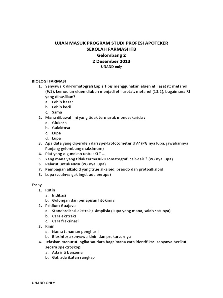 Soal Tes Masuk Farmasi Ilmusosial Id