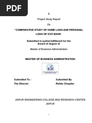 Comparative Study Of Home Loan And Personal Loan Of Icici Bank