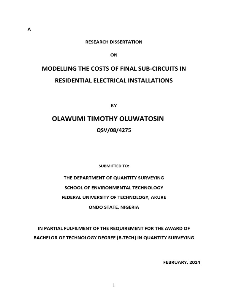 Determinant of Electrical Installation Cost in Residential Buildings