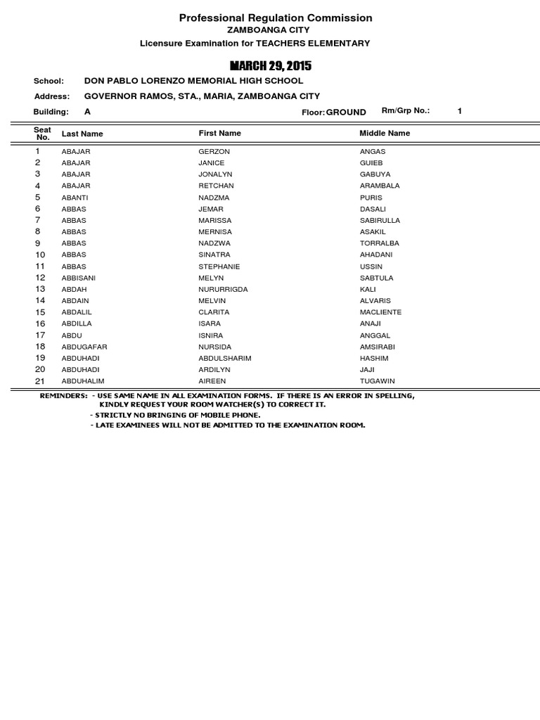 room assignment let 2023 zamboanga city