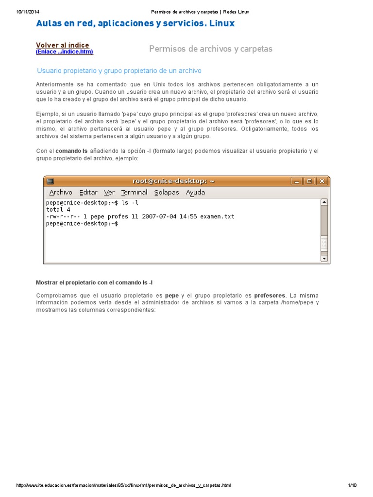 Permisos de Archivos y Carpetas - Redes Linux | PDF | Archivo de ...