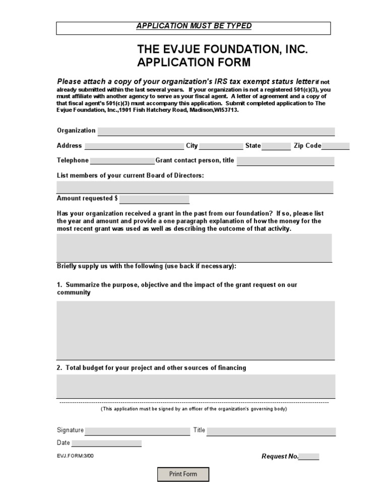 Evjue Foundation Grant Application 2025 | PDF | 501(C) Organization ...