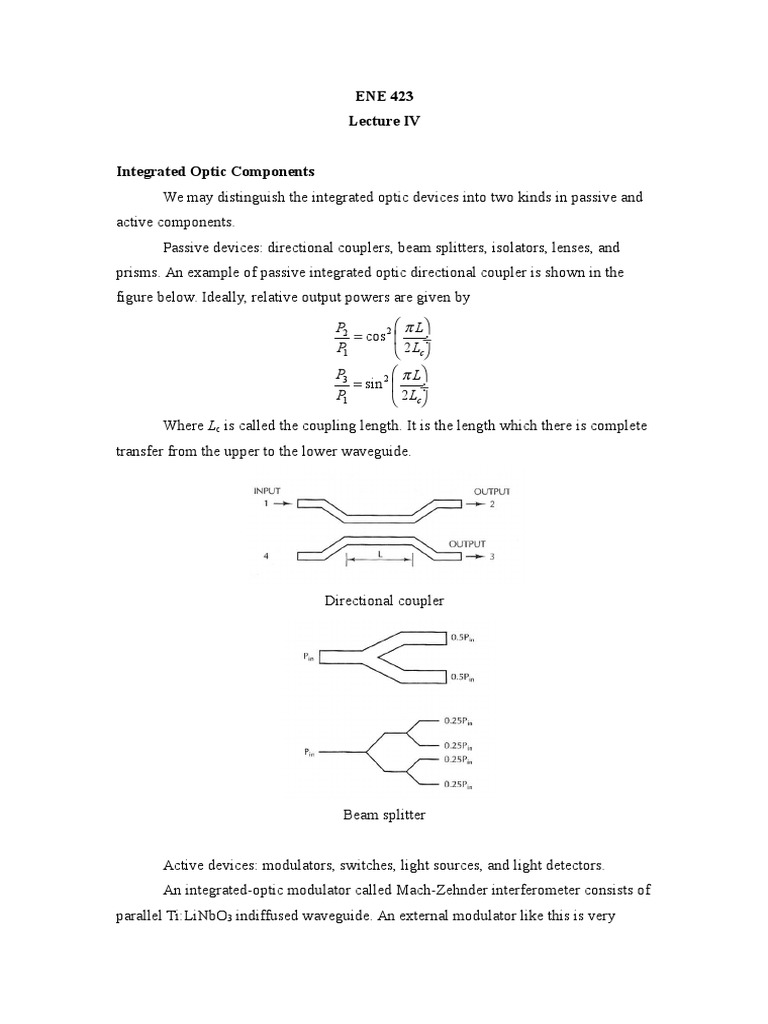 Lecture 4 Student | PDF | Optical Fiber | Dispersion (Optics)