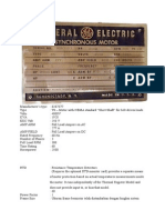 Nameplate Motor Sinkron