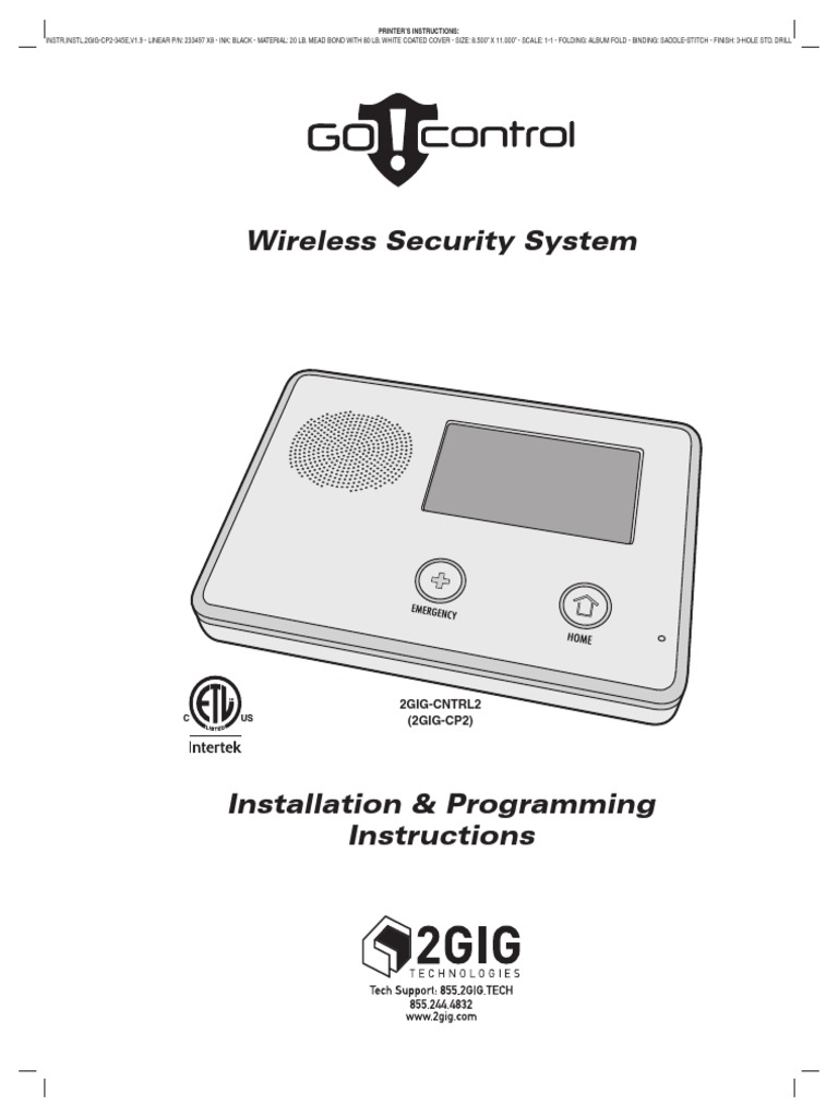 2GIG Go!Control Installation and Programming Guide (Archive) PDF